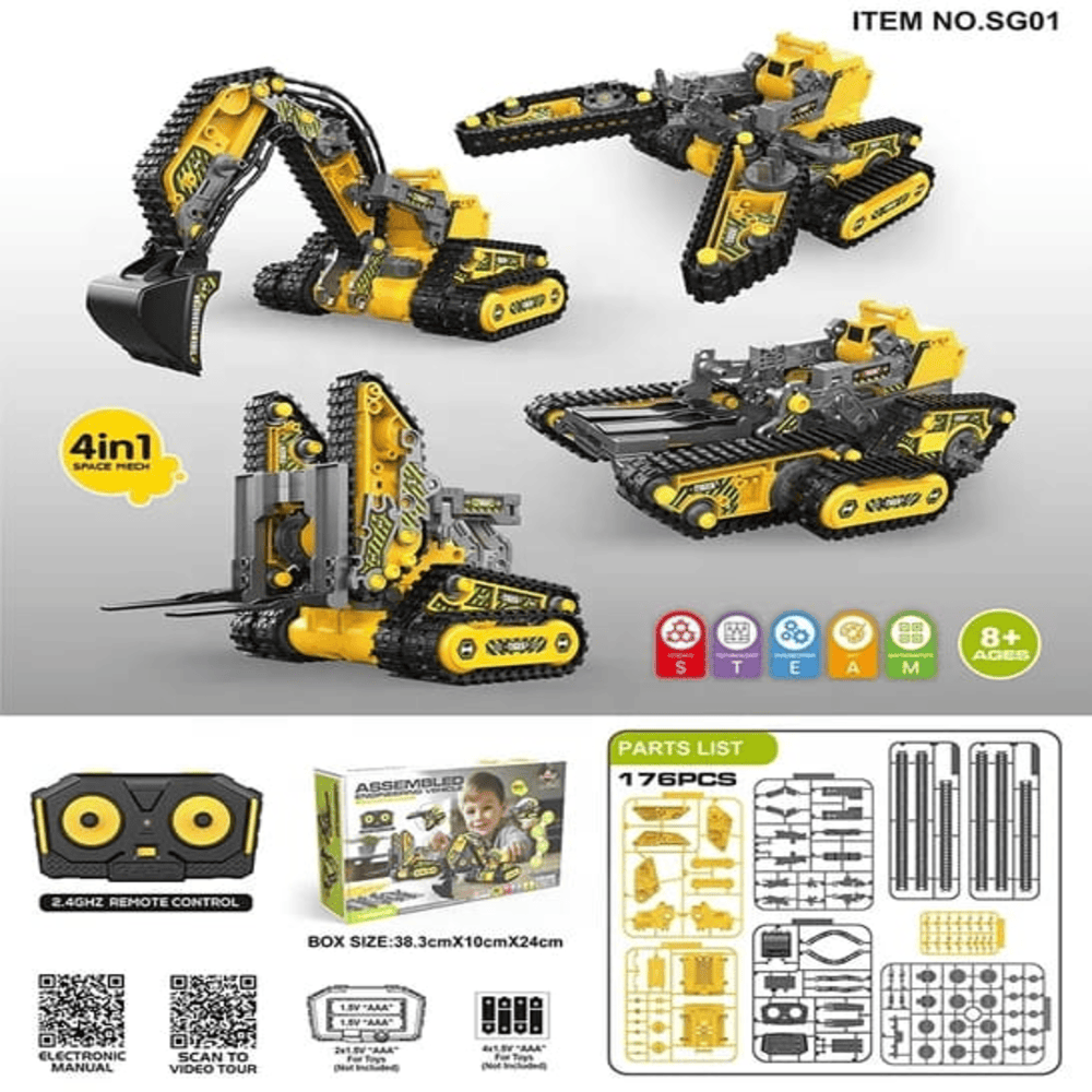 Toy. 4in1 construction kit Remote controlled construction machines 176 ...