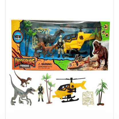 Picture of Dinosaur battlefield set with helicopter