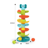 Picture of multi-coloured tower with balls and animal figure on the top