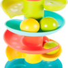 Picture of multi-coloured tower with balls and animal figure on the top