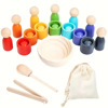 Picture of Wooden Balls and Sorting Cups, Children's Color Matching Toy, Educational Activity for Fine Motor Skills Development - Ideal Christmas Gift, Learning Game, Playful Learning Tool, Durable Construction, Parents And Teachers, Early Learners