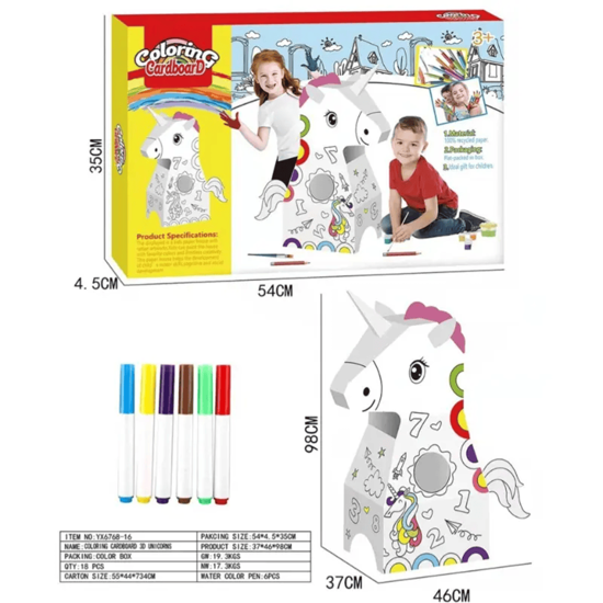 Picture of DIY 3D Unicorn Coloring & Assembly Kit